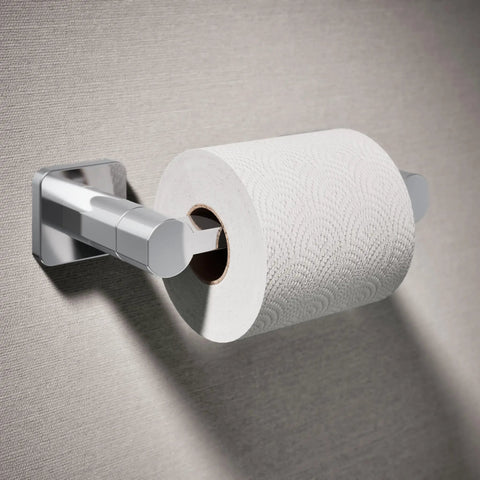 Pivoting Toilet Paper Holder That Makes Replacing Rolls A Breeze, Modern Square Frame With Round Accents, Satin Nickel Finish