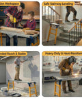 Heavy Duty Foldable Work Platform And Rolling Welding Station With Rock Solid 1200 Pound Capacity Adjusts 29 To 48 Inches High, multiple uses in workspace settings.
