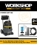 Heavy Duty Wet Dry Shop Vac 14 Gallon High Power Vacuum Cleaner With 6.0 Peak HP Filter Dust Bag Hose And Attachments Plus Cart