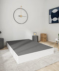 Rock Solid King Size Box Spring, Nine Inch Heavy Duty Steel Mattress Foundation With Tight Fabric Wrap on modern floor.