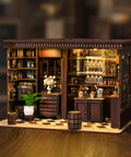 DIY Book Nook Kit Corner Tavern Miniature Dollhouse For Adults Teens Beginners, 3D Wooden Puzzle For Bookshelf Decor.