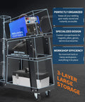 Beefy 3 Tier Welding Cart With 360 Degree Swivel Wheels, Tank Storage And Safety Chains - Heavy Duty MIG TIG ARC MMA Plasma Cutter Cart, Built From Tough Q235 Steel, Supports 270 Lb Static And 230 Lb Dynamic, Black.