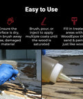 Applying LiquidWood 2 Pint Kit 2 Part Structural Epoxy Wood Hardener to weathered wood window frame, deep penetrating epoxy for restoration.