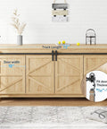 6 Ft Mini Cabinet Bi Folding Sliding Barn Door Hardware Track Kit For 4 Doors installed on wooden cabinet with 72in track
