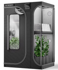 Indoor Grow Tent 3 By 2 Feet with 1 Inch Steel Poles, 2000D Mylar Canvas, plants visible through large zipper window.