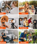 68 Inch Camera Tripod For Phone And Tablet, All In One Travel Stand With Remote in use for vlogging, selfies, travel, photography, live streaming, recording
