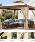 10x10 Outdoor Gazebo With Netting And Sun Shade Canopy For Patio And Backyard, Sturdy Metal Frame, UV Block 90 Percent