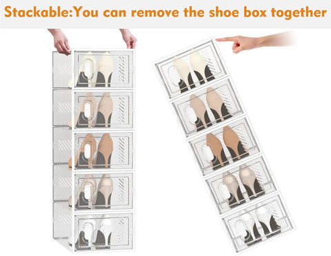 Stackable Clear Shoe Storage Boxes Game Changer For Modern Closet Organization Keep Your Kicks Looking Fresh While Taming Messy Floors With This Durable Plastic Organizer That Straight Up Saves Your Space