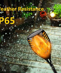 Four Pack Solar Tiki Torch Lights Outdoor With Brighter Bulbs And Quick Charging Larger Solar Panel For IP65 Waterproof