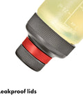 Close-up of leakproof lid on Outdoor 7 Piece Spice Shaker and Squeeze Bottle Set for Camping and Camp Kitchen Setup