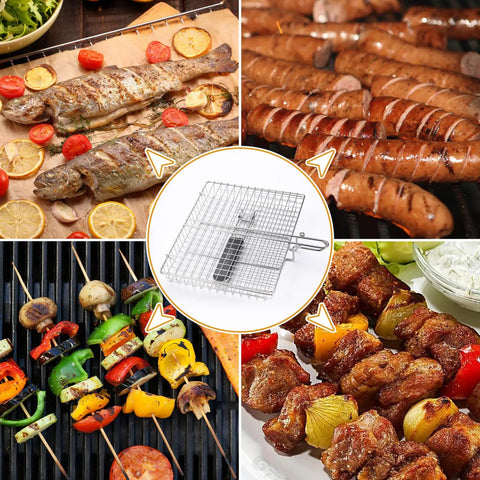 Stainless Steel Grill Basket For Outdoor Barbecuing With Removable Handle Built For Chicken Fish And Veggies Grilling On The Go Portable