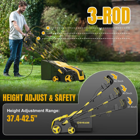 Person using Electric Dethatcher And Scarifier 2 In 1 16 Inch Wide Rake with Five Position Depth for lawn care