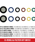 Replacement O Ring and Filter Kit for Cold Water Gas and Electric Pressure Washers and Accessories with O-ring sizes and filters shown