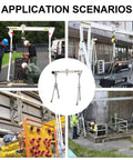 Portable Folding Gantry Crane, Heavy Duty Aluminum Alloy Lift Rated For Two Thousand Two Hundred Pounds in various work scenarios.