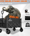 Heavy Duty Collapsible Wagon Cart With 350 Lb Capacity And All Terrain Wheels For Camping, Grocery Shopping, Garden And Sports, Large Foldable Utility Wagon With Adjustable Handle For Easy Towing On Any Terrain, Black.