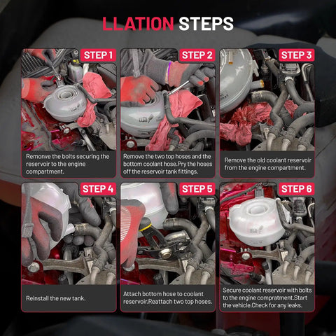 Installation steps for Engine Coolant Expansion Reservoir Overflow Tank For Audi A3 Q3 TT RS TTS Quattro And VW Replacement