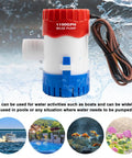 1100 GPH 12V Submersible Workhorse Bilge Pump With One And One Eighth Inch Outlet Non Automatic Quiet Marine Water Pump