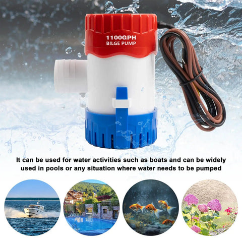 1100 GPH 12V Submersible Workhorse Bilge Pump With One And One Eighth Inch Outlet Non Automatic Quiet Marine Water Pump