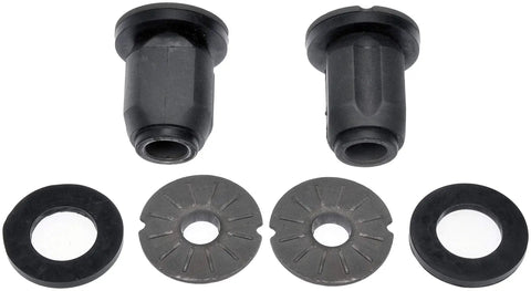 Front Rack And Pinion Mount Bushing For Chevrolet And GMC Vehicles Direct Replacement with washers visible, black material.