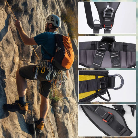 Full Body Climbing Harness With Inverted Capability, Thickened Waist Cushion, Five Gear Rings For Any Angle, 22kN Breaking