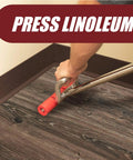 Person using Extendable Heavy Duty Floor And Wall Roller for Laminate LVP Veneer Linoleum Carpet Tile and Wall Coverings.