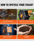 Step-by-step guide on using 18.5 Gallon Compost Tumbler With Sliding Door, Space Saving Single Chamber, Steel Frame, BPA Free Composter Bin For Garden, Kitchen, Yard And Outdoor Use All Weather