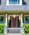 Front porch with Outdoor Wall Sconce Lighting Set With Seeded Glass Weatherproof Exterior Fixtures in a home entrance view