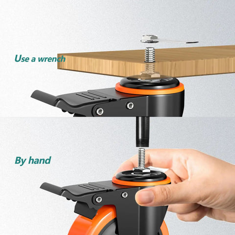 Installation guide for Four Inch Heavy Duty Threaded Stem Casters Set Of Four With One Half Inch Thread And One Inch Length Quiet Locking Swivel Wheels For Shop Carts Furniture.