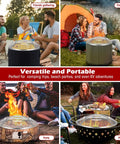 24 Inch Fire Pit Screen Cover With Handle And Poker, Stainless Steel Outdoor Round Mesh Lid used at gatherings