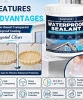 Straight Up Clear Waterproof Sealant And Invisible Leak Fix Coating For Concrete Walls Roofs Pipes Flexible Transparent Cover in 1kg tub with features.