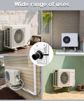 Weather Tough HVAC Wall Penetration Cover And Lineset Sleeve Kit snugly fitting 1 3/4 inch refrigerant lines on various exteriors.