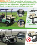 Diagram showing Deluxe Golf Cart Trailer Hitch Kit With 2 Inch Receiver For Square Tube Backseat Footrest, compatible with iron seats.