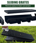 HDPE Channel Drain With Grates Two Pack 19.7x5.5x3.7 Inch Trench Drain System With Two Outlet Adapters For Outdoor Yard Pool Sidewalk Patio Fence Drainage