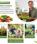 Man holding a Seed Vault Kit package with Survival Vegetable Seeds Vault Kit With 36 Heirloom Varieties And Over 17,600 Non GMO Seeds.