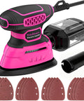 Detail Sander 13000 RPM Compact Electric Sanding Tool With 1 2A 140W Motor 6 Hole Dust Collection Dust Box 15 Pcs Sandpapers
