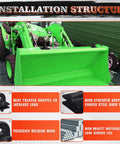 Heavy Duty Grade 70 3/8 Inch Bolt On Tractor Bucket Grab Hook With Backer Plate, Galvanized And Powder Coated, Tow Ready Up To 15,000 Lbs, Drop Forged Steel, 2 Pack, Black installation structure on green tractor bucket