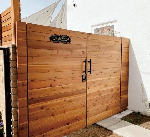 Do Not Enter Sign For Private Residence No Trespassing Keep Out Durable Acrylic Safety Sign on wooden gate