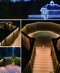 33ft Flat Flexible LED Rope Lights with Remote Control Color Changing RGB Strip 8 Colors and Modes Dimmable Waterproof Plug In Lights for Indoor Outdoor Use Connectable Decor for Home Kitchen Patio and Party Vibes lighting up outdoor deck and house at night.