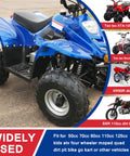 Blue ATV with Tao Tao ATA-125D model, showcasing dirt bike gas fuel line hose and inline filter kit for 50cc to 250cc dirt bikes and ATVs