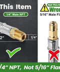 15 Inch RV Propane Hose With Gauge Stainless Steel Braided Camper Gas Hose 2 Pack One Quarter NPT Male To QCC1 Quick Connect shown