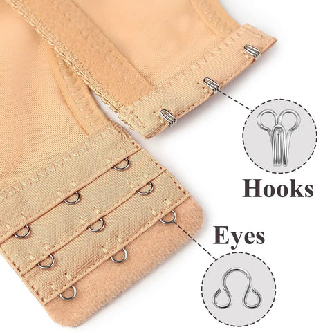 120 Sets Tiny Hooks And Eyes Closures For Sewing, Bra Hook Replacement Clasps, black silver clasp detail with hooks and eyes.