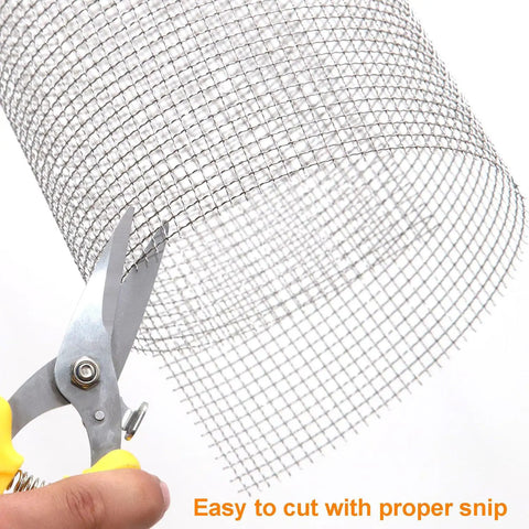 Scissors cutting 5 Mesh Stainless Steel Wire Mesh Screen 304 Woven Metal Mesh Keeps Pests Out For Good Mice Rodents Spiders And Squirrels