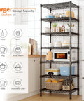Heavy Duty 7 Tier Metal Shelving Unit Built to Last With 1176 Lbs Total Capacity 71 Inches Tall By 18 Inches Wide By 18 Inches Deep Sturdy Steel Wire Shelves For Garage Kitchen Living Room And Bathroom Storage in kitchen with microwave and containers