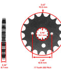 Golden O Ring Drive Chain And Front And Rear Sprockets Kit For Suzuki GSX R1000 2001 Through 2008 17T front sprocket dimensions