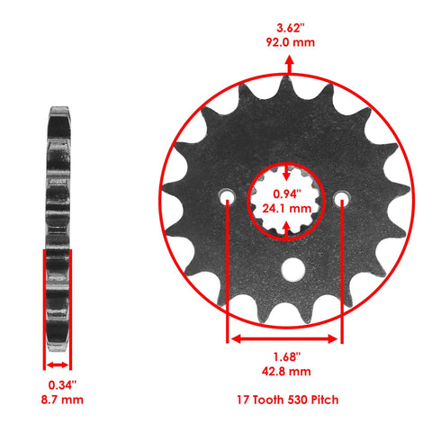 Golden O Ring Drive Chain And Front And Rear Sprockets Kit For Suzuki GSX R1000 2001 Through 2008 17T front sprocket dimensions