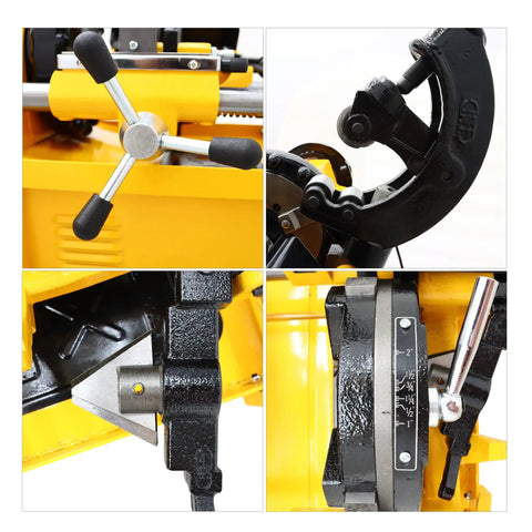 Close-up details of Job Site Ready Electric Pipe Threader Machine With 220V 750W Motor and NPT dies for precise plumbing.