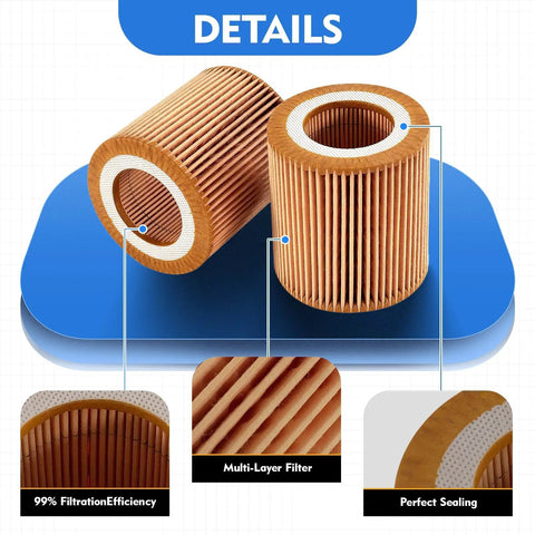 BMW Oil Filter Replacement HU816X 4 Pack with multi-layer filter and perfect sealing details shown