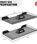Heavy-Duty Wall Mounted Garage Shelves 2 Pack Metal Storage Racks Black 23.5 by 12 Inches Durable Powder-Coated Steel Shelves