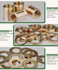 Total No Fuss Brass Lamp Hardware Set Featuring Snug Threaded Pipe Locknuts And Tough Rod Couplings For Easy Diy Lighting Assembly and Workshop Upgrades, showing brass couplings, locknuts, and washers.