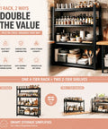 44 Inch Tall Adjustable Kitchen Storage Shelf Four Tier Metal Bakers Rack, split into two units